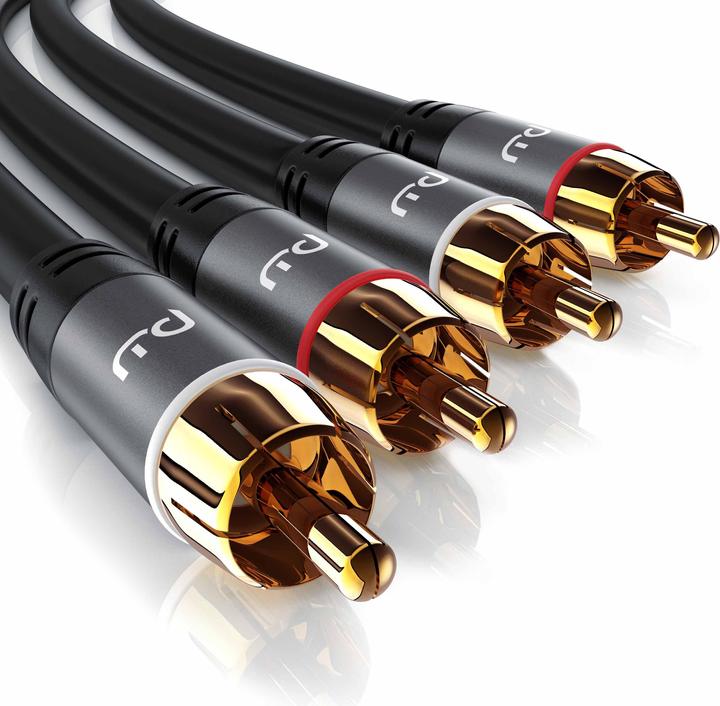 Produktbild Primewire Stereo Cinch Audio Kabel, RCA, mehrfach geschirmtes HiFi Audiokabel, 2X Cinch zu 2X Cinch (1 m, Cinch)