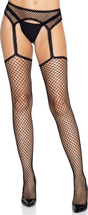 Produktbild Leg Avenue Netzstrümpfe mit Strumpfhalter Schwarz (One Size)