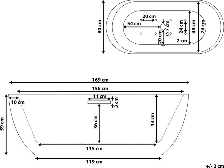 Immagine prodotto Beliani Vasca idromassaggio free-standing bianca con LED 170 x 80 cm NEVIS (237 l, 80 cm)