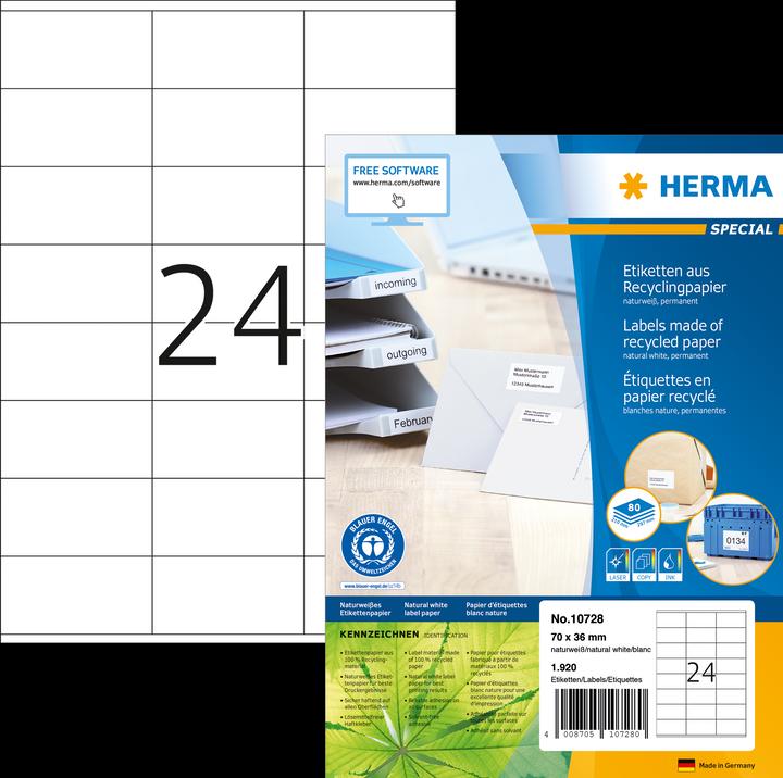 Produktbild HERMA Recycling Adressetiketten A4