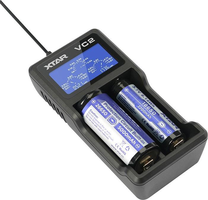 Immagine prodotto Xtar VC2 Caricatore Micro USB, Li-Ion, 2 slot, display LCD (1 pz., AAA, Batteria + Caricabatterie)