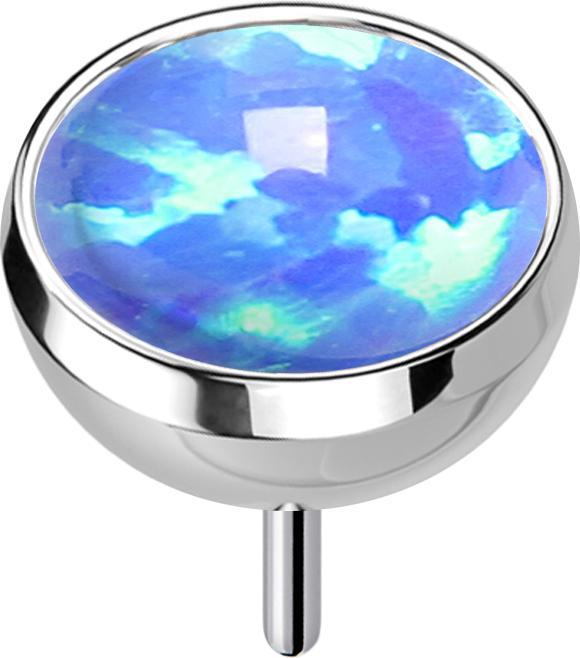 Actual product image Star Piercing Threadless hemisphere silver with opal blue (without brass, Titanium G23)