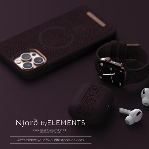 Actual product image Njord Eldur Watch Strap For (45 mm, 44 mm, Vegan Leather, Silicone, Vegan salmon leather)
