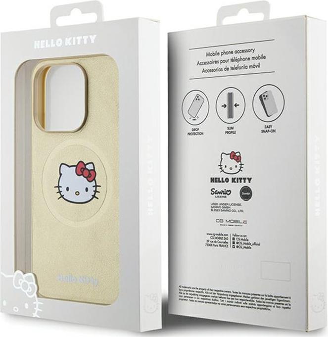 Immagine prodotto Hello Kitty HKHMP15XPGHCKD iPhone 15 Pro Max 6,7" złoty/oro custodia rigida in pelle Kitty Head MagSafe (Apple iPhone 15 Pro Max)