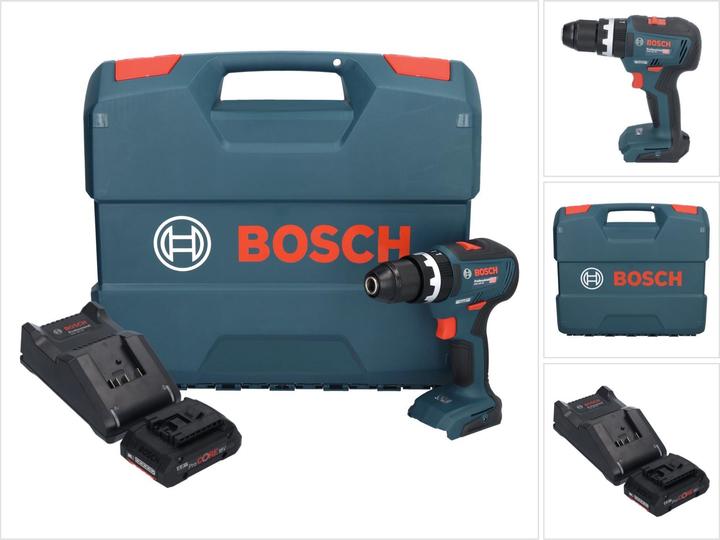 1x Bosch GSB 18V-55 Professional Akku Schlagbohrschrauber, 1x Bosch GBA 18 V 4,0 Ah ProCORE Akku, 1x Bosch GAL 18V-40 Ladegerät