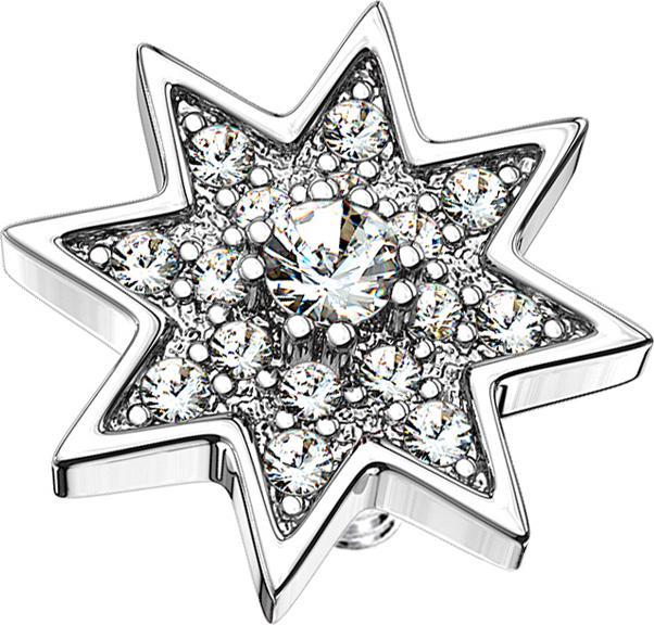 Actual product image Star Piercing Dermal Anchor silver star with crystal (Surgical steel 316L, Brass)