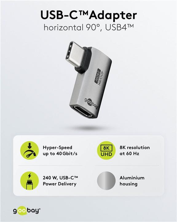 Actual product image Goobay USB-C adapter horizontal 90°, USB4 (240 W)