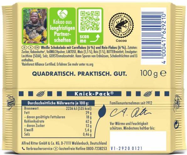 Produktbild Ritter Sport Weisse Crisp (100 g)