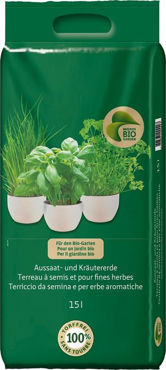 Image du produit Migros-Bio Garden Terreau pour semis et herbes aromatiques (15 l, Sol sans tourbe)