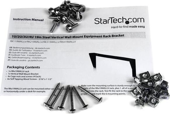 Actual product image StarTech 3u 19 Wall Mount Rack Bracket