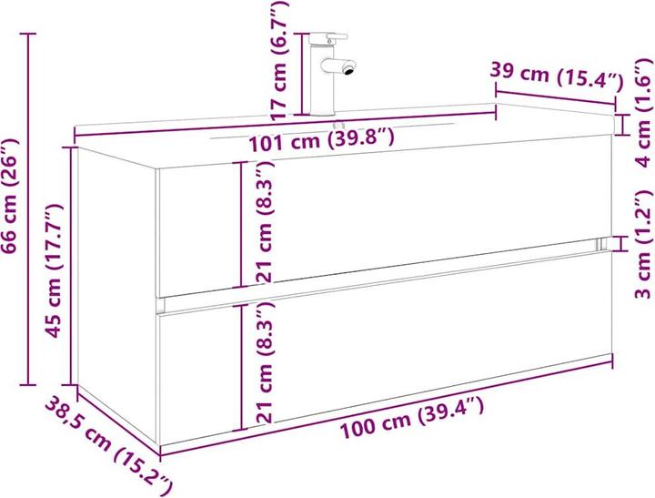 Produktbild VidaXL Waschbeckenunterschrank mit Einbaubecken und Wasserhahn Bad Waschtisch