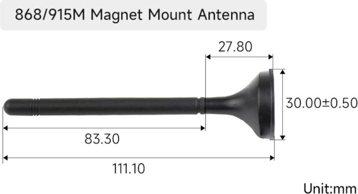 Produktbild WaveShare 868MHz LoRa Antenne mit Magnethalterung und 3m Kabel (Lora)
