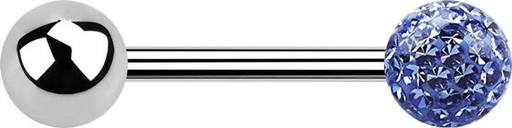 Image du produit Star Piercing Barbell silber mit Kugel und Kristallkugel hellblau Epoxy Schutzschicht (sans laiton, Acier chirurgical 316L)