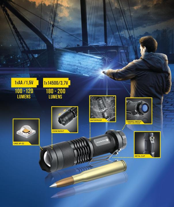 Actual product image Everactive FL-180 Bullet LED - Flashlight (9.40 cm, 200 lm)