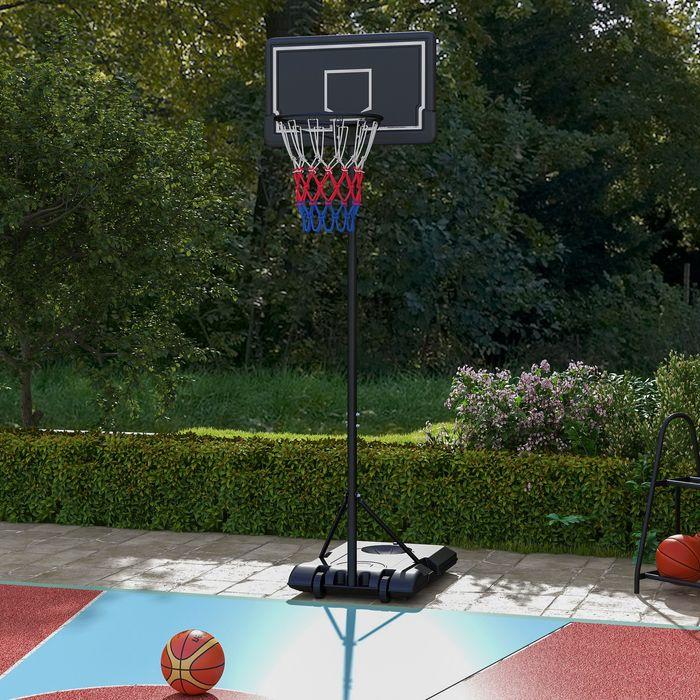 Image du produit Swisshandel24 Panier de basket-ball, support réglable en hauteur, avec roulettes et panneau arrière incassable