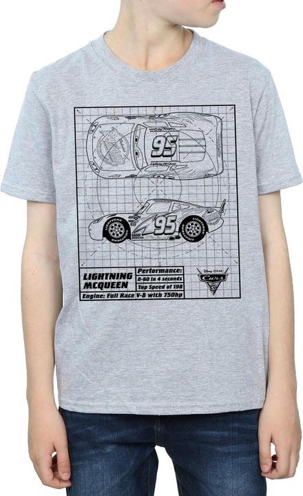 Actual product image Disney Boys Cars Lightning McQueen Blueprint T-Shirt (140, 146)