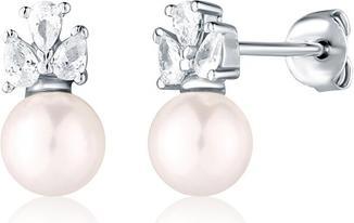 Produktbild JVD Stunning Silver Earrings With Zircons And Pearl