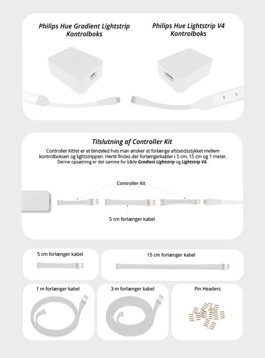 Immagine prodotto Light Solutions Cavo per Philips hue LightStrip V4 - 5cm - Hvid - 2 pezzi