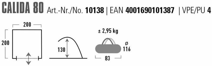 Immagine prodotto High Peak Tenda da spiaggia Calida 80 alluminio-grigio scuro (tenda da spiaggia, 2.95 kg)