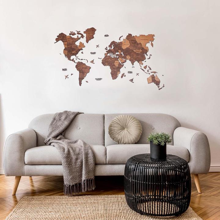 Image du produit Enjoy The Wood Carte du monde en 3D (90 x 150 cm)
