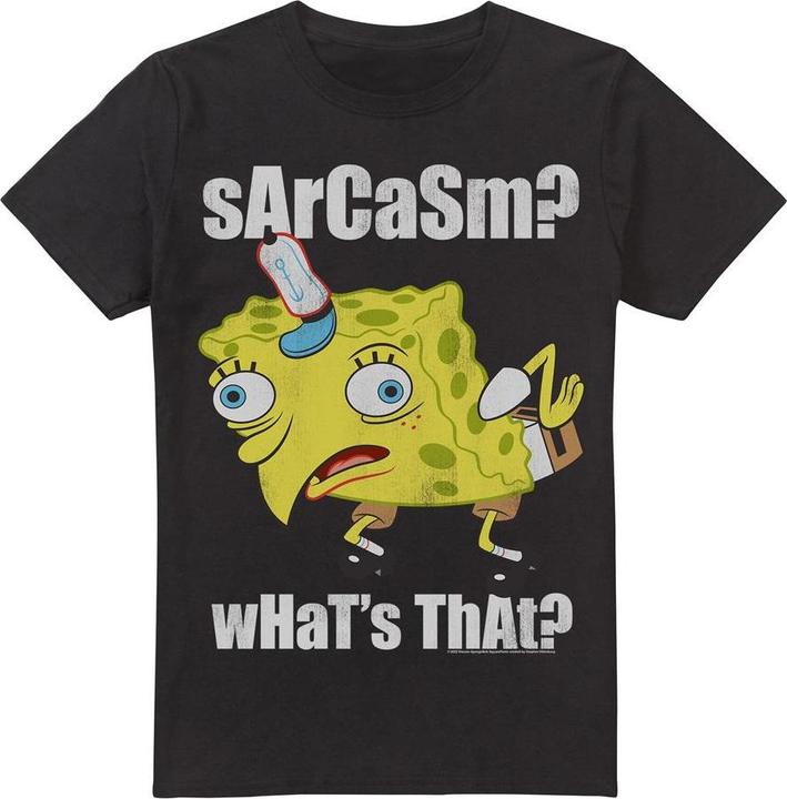 Actual product image Spongebob Squarepants Mens Sarcasm Meme T-Shirt (XL)