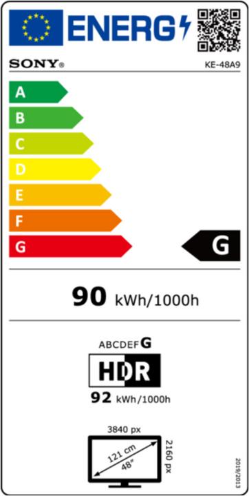 Energielabel Sony OLED KD48A9 (48", OLED, 4K, 2020)