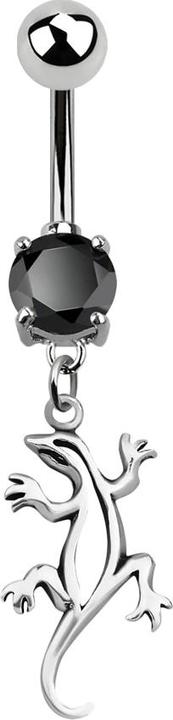 Actual product image Star Piercing Banana silver with pendant lizard black (Surgical steel 316L, without brass, 925 sterling silver)