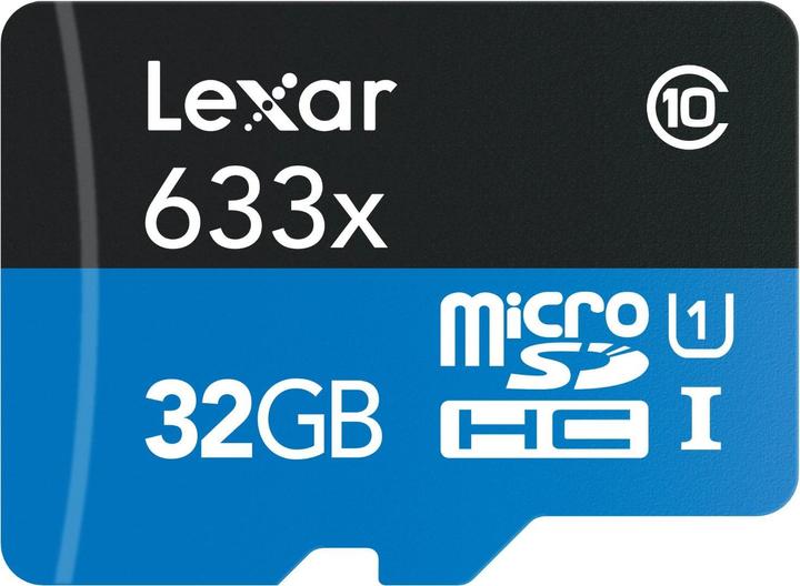 Lexar microSDHC 633x SD adapter (32 GB, microSDHC, U1, UHS-I)