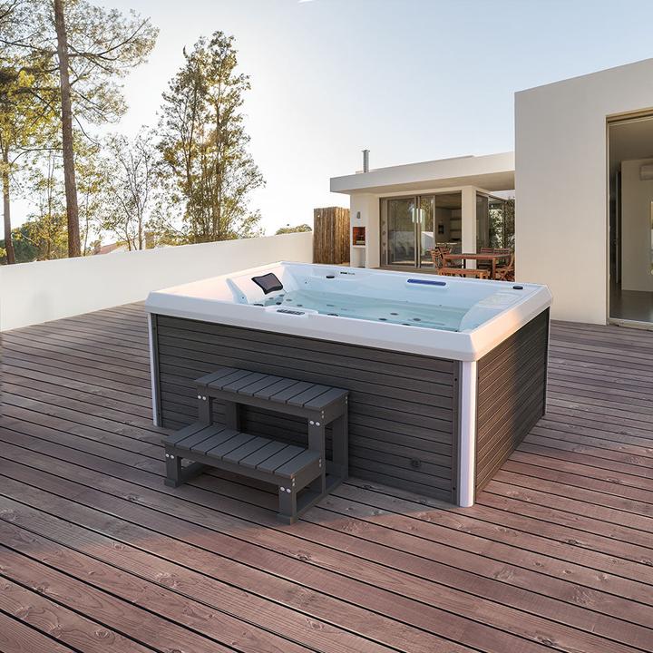 Produktbild Home Deluxe Outdoor Whirlpool HOME-STAR, 24 Massagedüsen LED, Treppe und Thermoabdeckung, 3 Personen (3 Pers.)