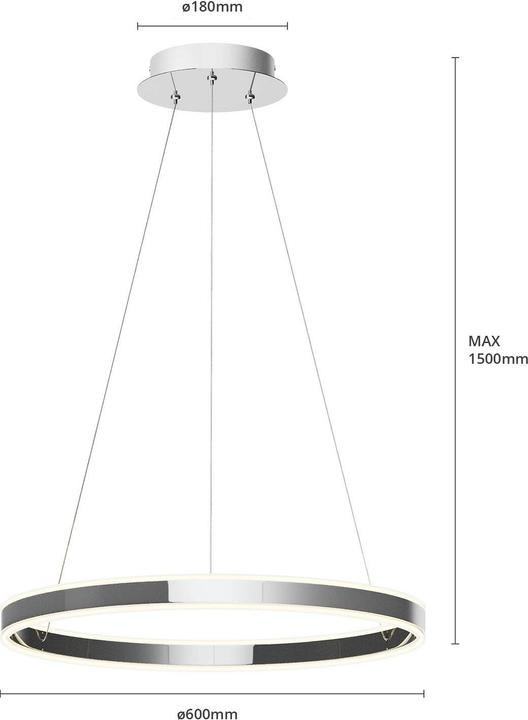 Immagine prodotto Lucande Lampada a sospensione Lyani Ø60 Cromo/Bianco (1800 lm)