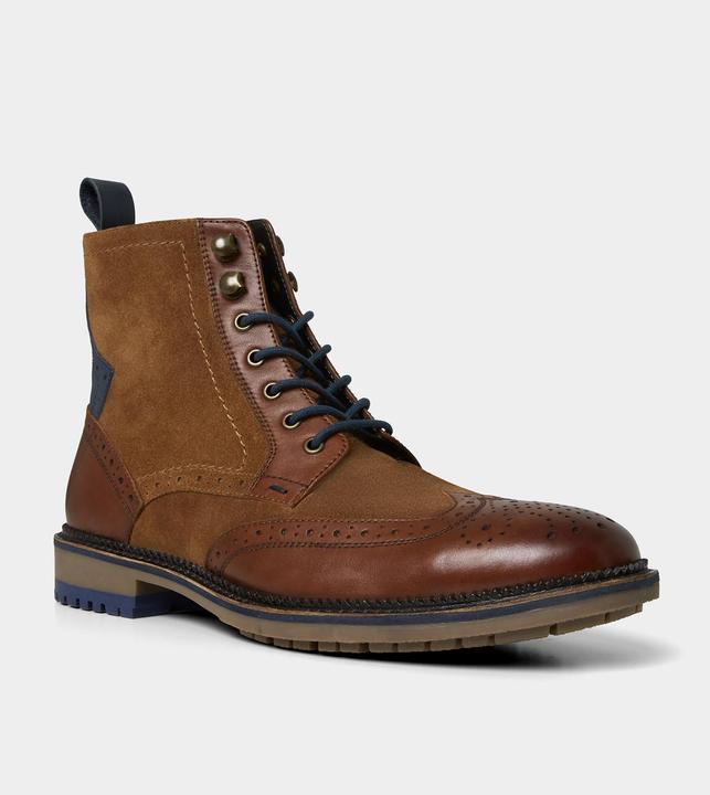 Produktbild Joe Browns Mixed Suede and Leather Tan Brogue Ankle Boots (45)