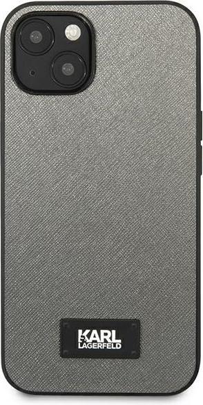 Actual product image Karl Lagerfeld KLHCP13SSFMP2DG iPhone 13 mini 5.4" hardcase silver / silver Saffiano Plaque (Apple iPhone 13 mini)