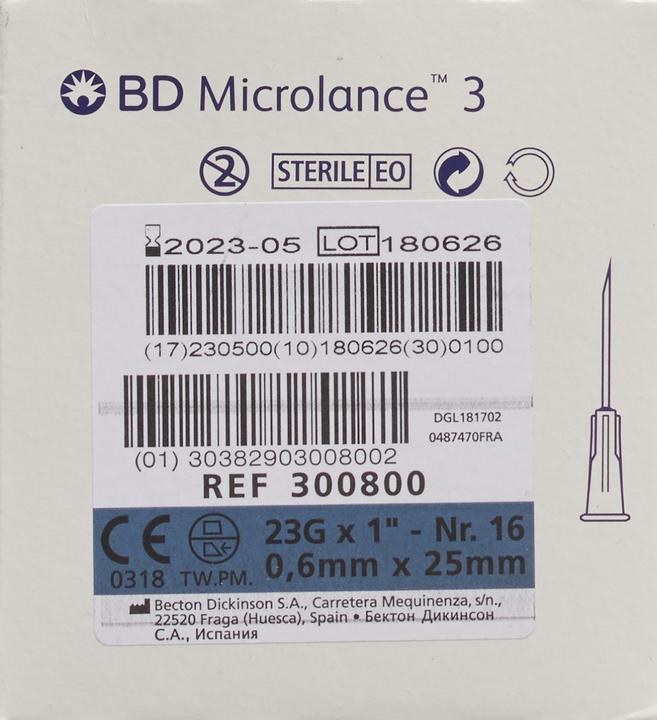 Actual product image BD Microlance 3 Injection Cannula 0.60x25mm blue 100 pcs.