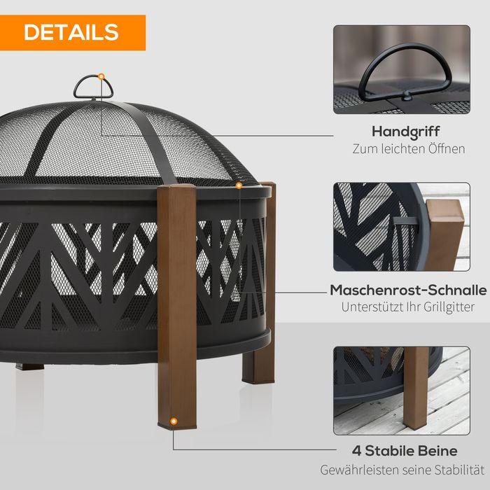 Actual product image Swisshandel24 2in1 fire bowl, spark guard, grill grate, black+brown (78 cm)
