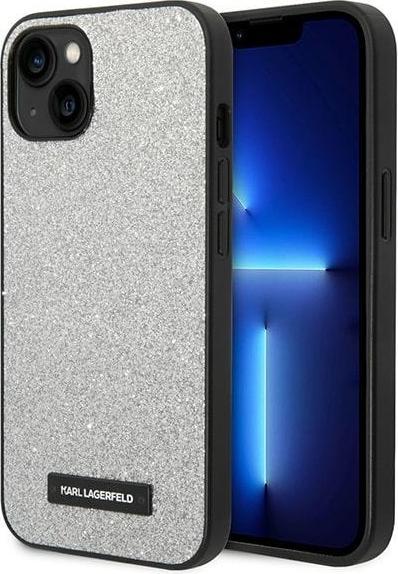 Immagine prodotto Karl Lagerfeld KLHCP14SG2ELS Custodia rigida per iPhone 14 6,1" srebrny/argento Glitter Plaque Logo (Apple iPhone 15, Apple iPhone 14, Apple iPhone 13)