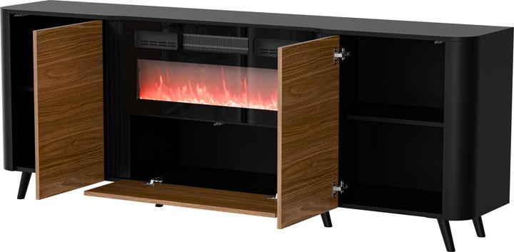 Image du produit Cama Commode Volare 200 x 39 x 75 cm noir/noyer + cheminée (200 x 39 x 75 cm)