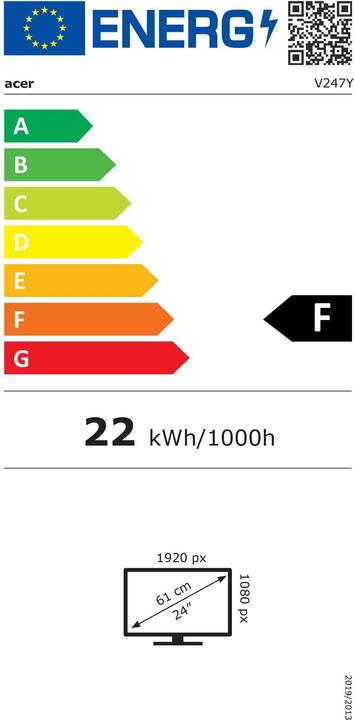 Energy Label Acer Vero V247YEbmipxv 23.8IN FHD ZF (1920 x 1080 pixels, 23.80")