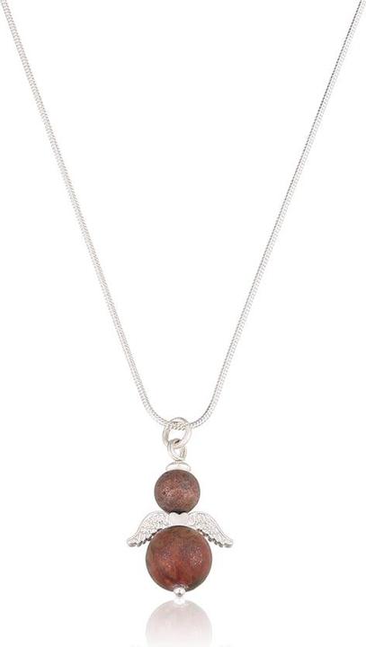 Image du produit Andreani Collier avec petit pendentif ange en véritable jaspe brun (Métal)