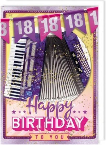 Actual product image Bentino Music card A4 - "18" Happy Birthday - Accordion