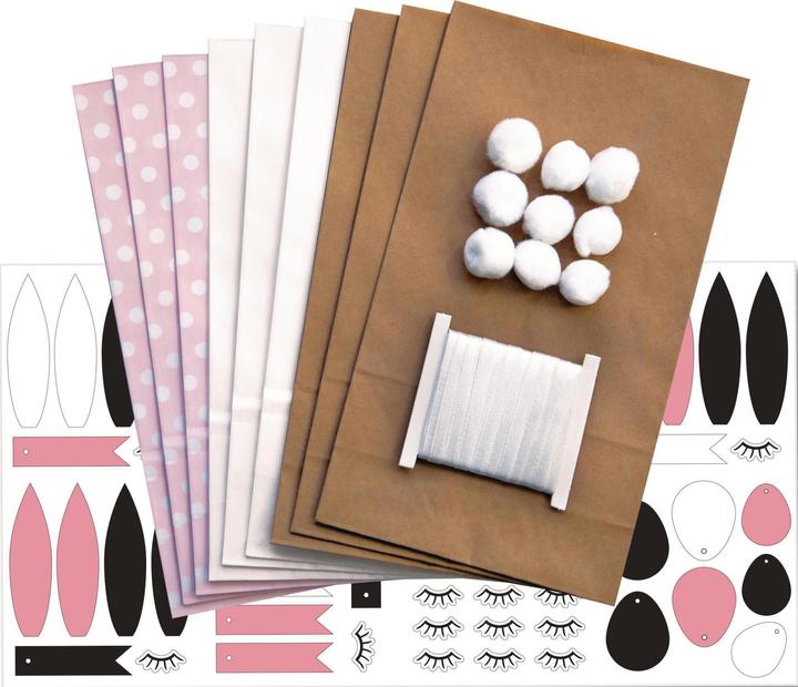 Produktbild Folia Bastelset Papiertüten-Set Häschen braun/rosa/weiss 9 St. (Geschenktüte, 9 x)
