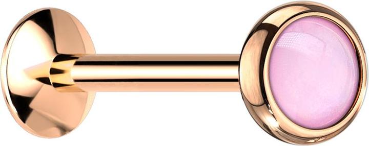 Produktbild Star Piercing Micro UFO Labret Innengewinde rosegold mit Epoxidstein pink (Chirurgenstahl 316L, ohne Messing)