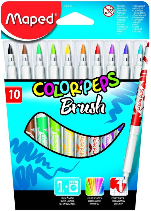 Image du produit Maped Pinceau ColorPeps (Orange, Rouge, Vert, Blanc, Noir, Marron, Bleu foncé, Jaune, Rose, Lila, Bleu clair, Vert clair, 10 x)