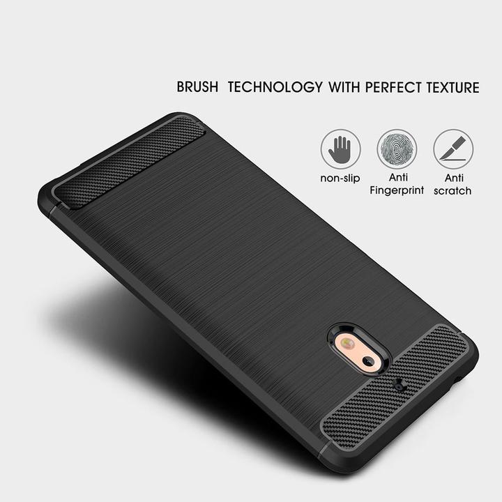 Produktbild König Design Nokia 2.1 Case Carbon Fiber Optik Brushed Schutz Hülle Bumper Etui Cover Schwarz (Nokia 2.1)