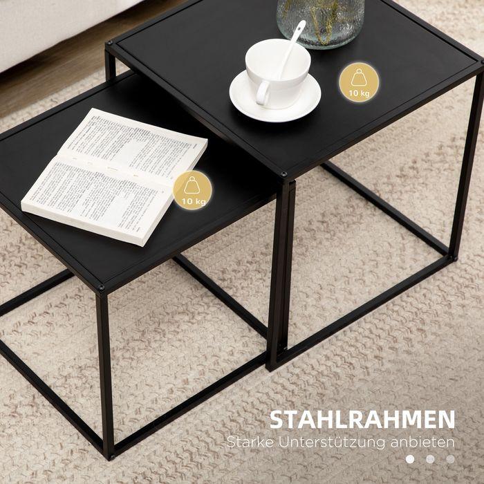 Actual product image Swisshandel24 Side table, coffee table, coffee table, set of 2, modern design, steel frame, black, 40x40x40cm
