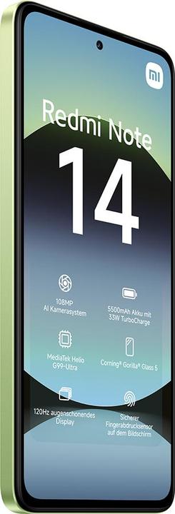 Image du produit Xiaomi Redmi Note 14 (128 Go, Vert citron vert, 6.67", Double SIM hybride, 108 Mpx, 4G)