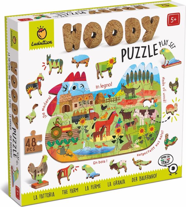 Actual product image Ludattica WOODY Puzzle - Wooden puzzle farm (48 pieces)