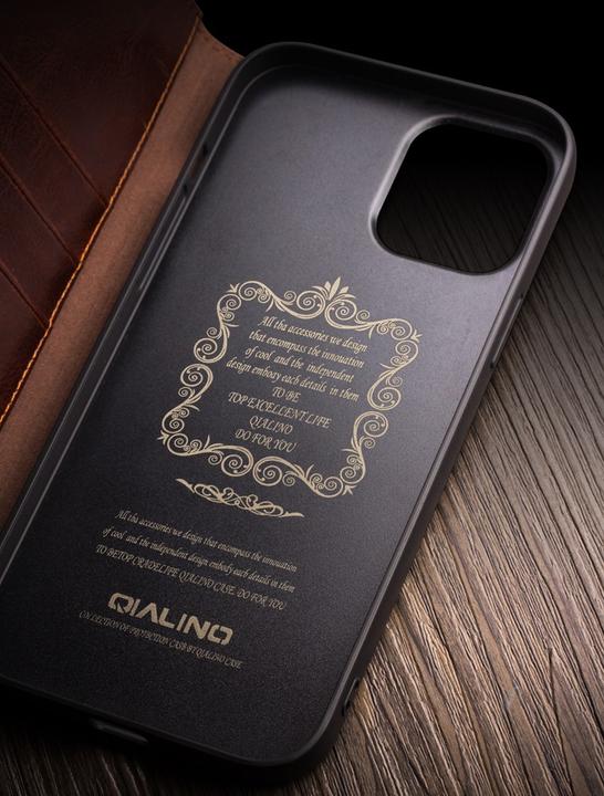 Actual product image QiAlino Fourre Flip cuir véritable (Apple iPhone 12 mini)