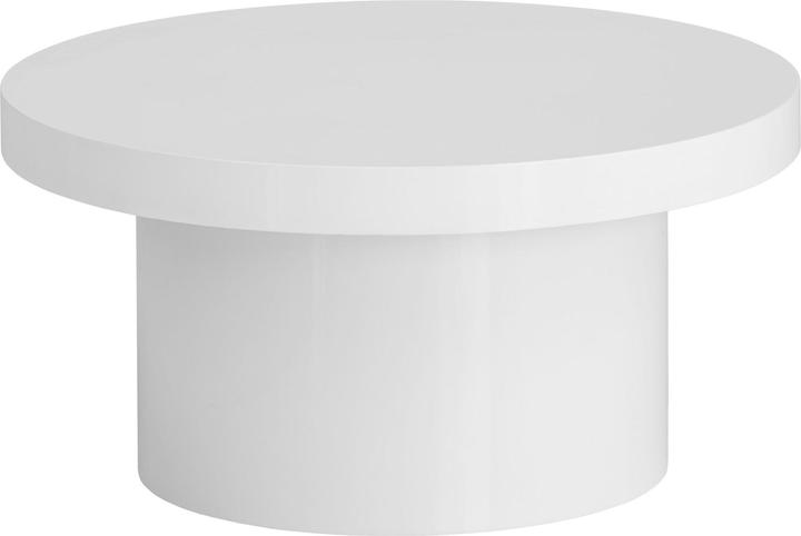 Produktbild FineBuy Couchtisch Sofatisch Weiss 60 cm Hochglanz Wohnzimmertisch Rund Klein (Ø 60 x 30 cm)