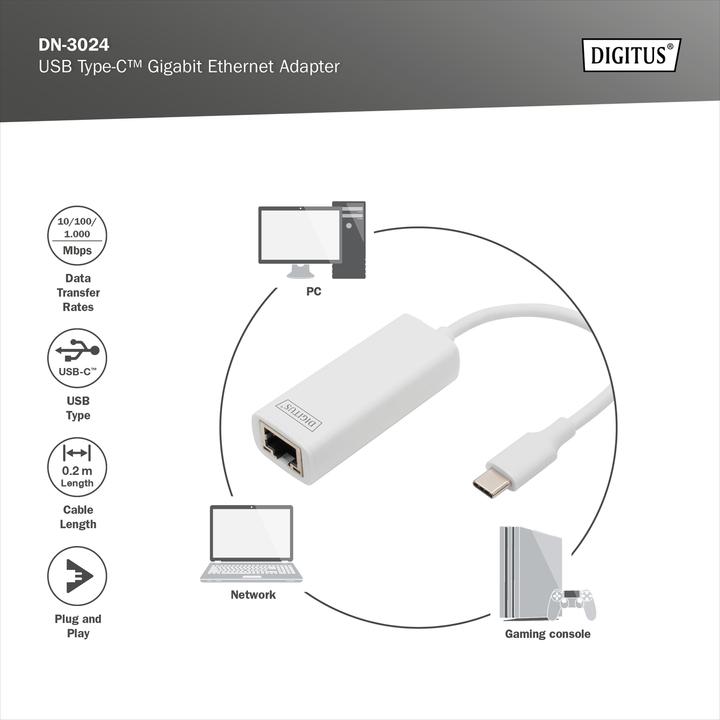 Actual product image Digitus DN-3024 (USB-C 3.0, RJ45 (1x))
