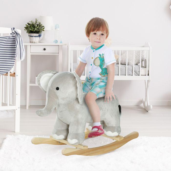 Actual product image Swisshandel24 Schaukeltier Schaukelelefant mit Soundfunktion und Griffen für 2-4 Jahre Kinder